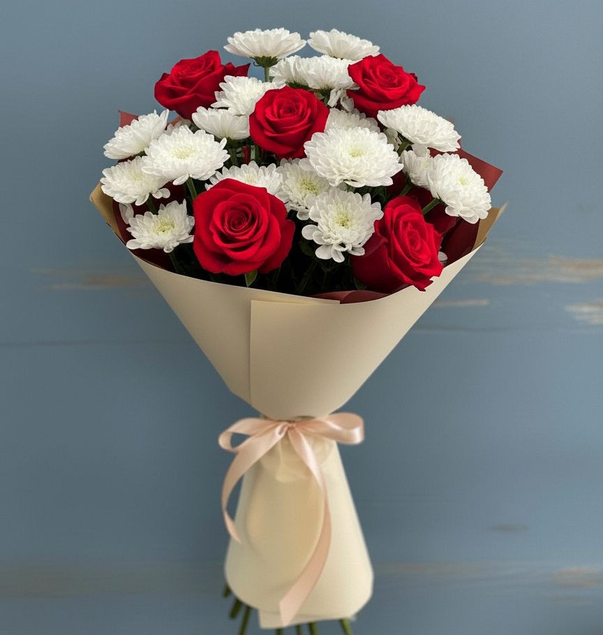 Букет цветов из: Розы и Хризантемы в Невьянске