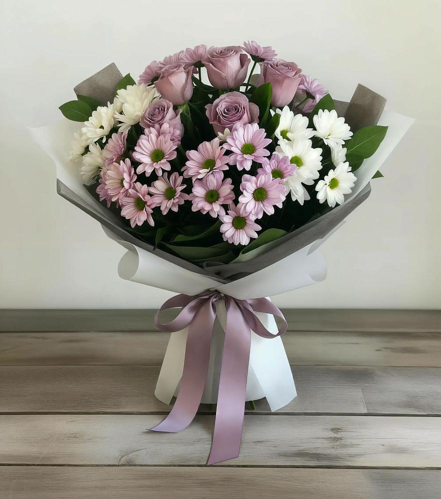 Букет цветов из: Хризантемы и Розы в Невьянске