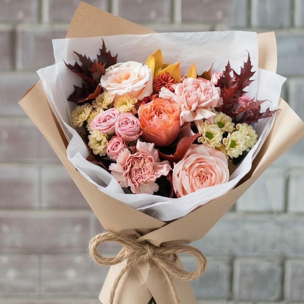 Букет цветов из: Гвоздики, Хризантемы и Розы в Невьянске