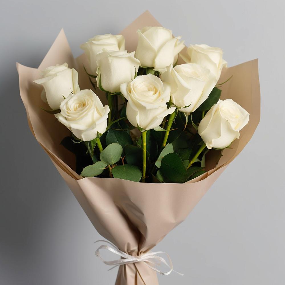 Букет 9 Белых роз Эдлесс Лав в Невьянске