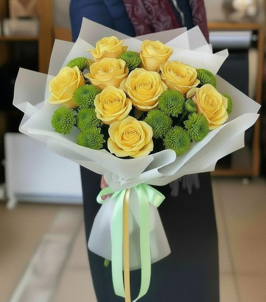 Букет цветов из: Хризантемы и Розы в Невьянске