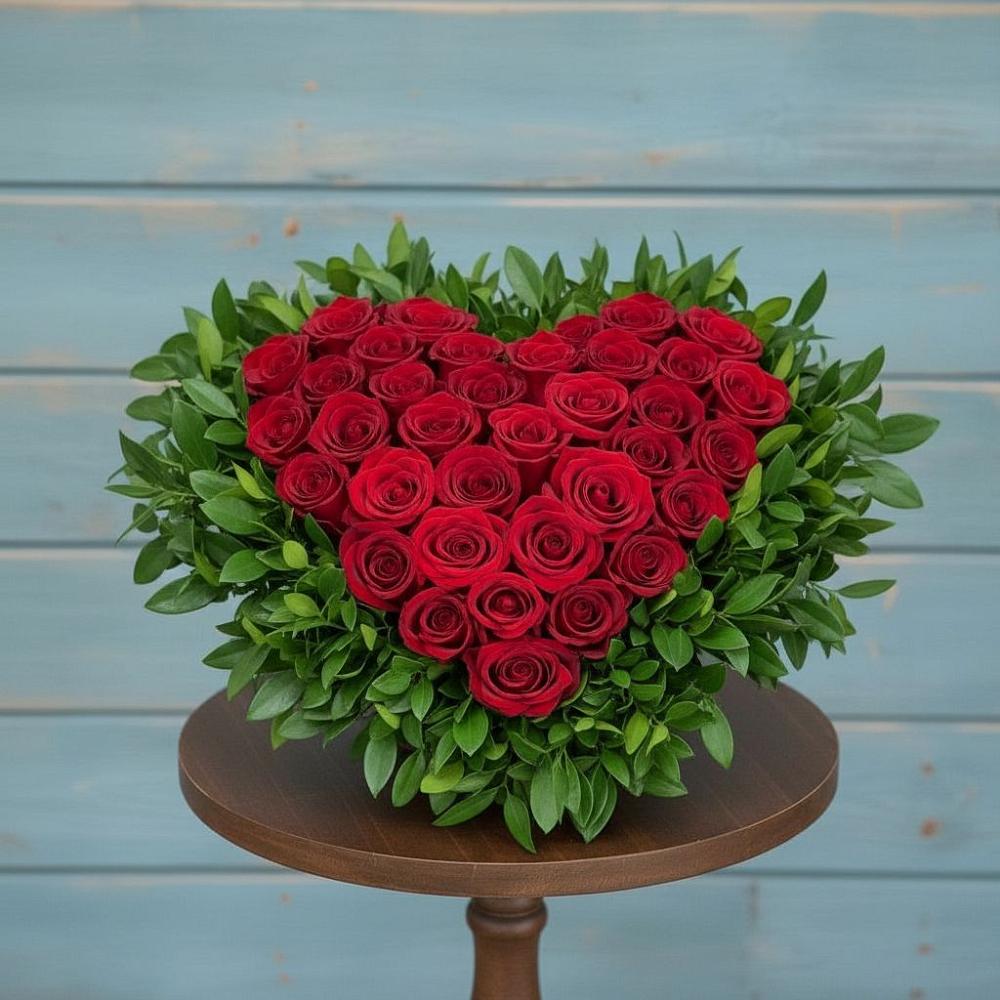 Цветочная композиция из Розы в виде сердца в Невьянске