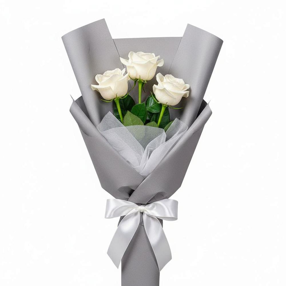 Букет 3 белые розы в Невьянске