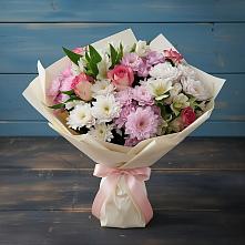Букет цветов из:  Хризантемы, Альстромерии и Розы в Невьянске