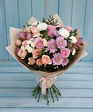 Букет цветов из:  Хризантемы, Розы и Альстромерии #REPLACE_PRED# Невьянске