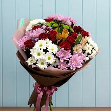 Букет цветов из:  Розы, Хризантемы и Альстромерии в Невьянске