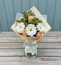 Букет цветов из:  Герберы, Розы и Хризантемы в Невьянске