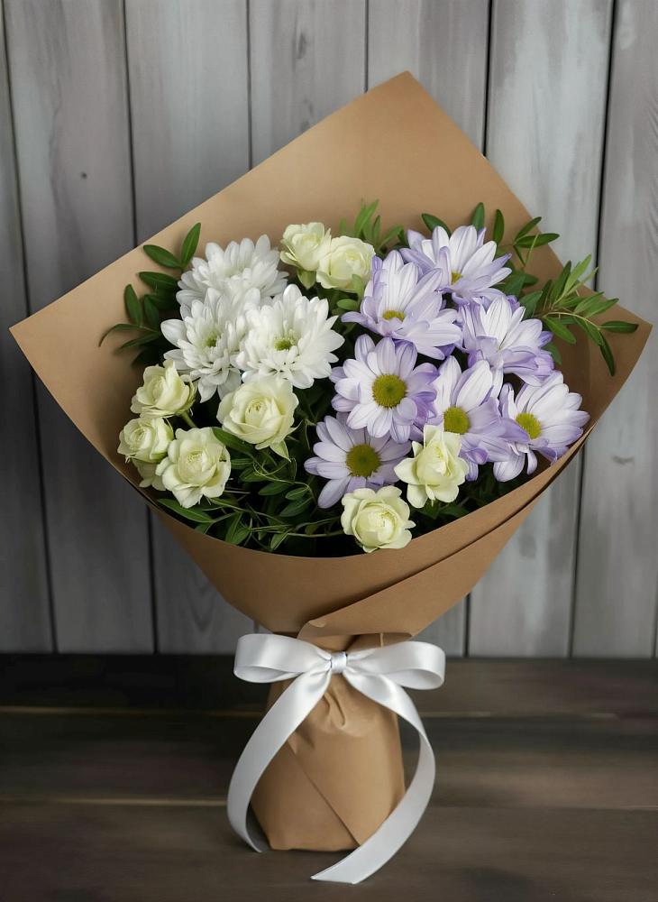 Букет цветов из: Хризантемы и Розы в Невьянске